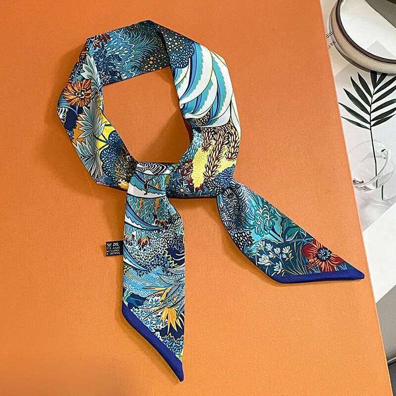 Summer Luxury Brand Jungle Print Silk Scarf Hair Band Tie Bag Small Scarves Vintage Satin Ribbon Decorate Accessories 26Y06226 - view 4