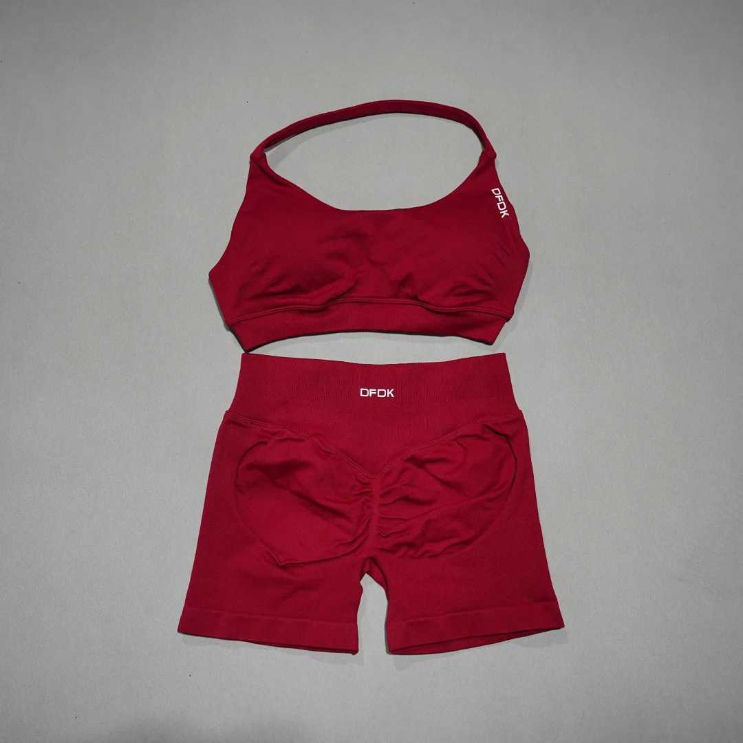 Piece DFDK Women Fashion 2 Sports Matching Set Lace Up Push Up Sports Bra Seamless High Waist Shorts Leggings Butt Lift Yoga Gym M260626 - view 7
