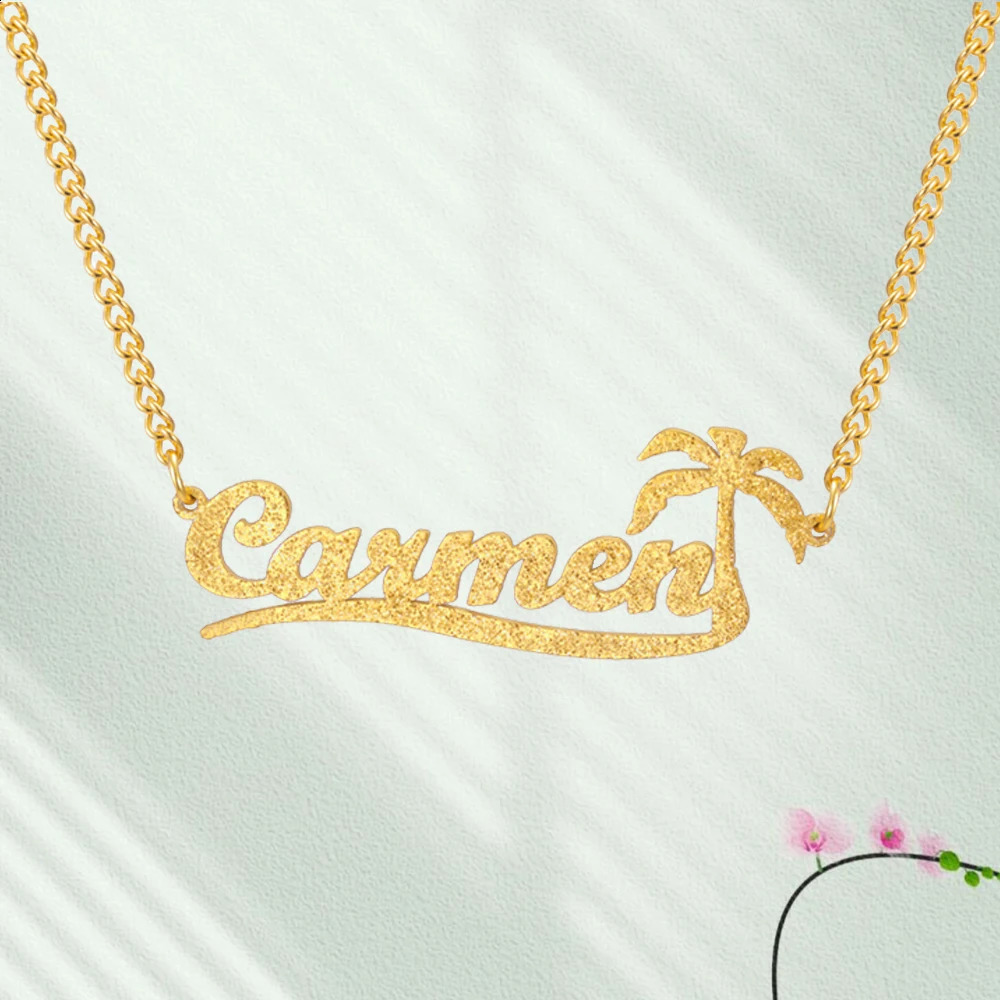 My Shape Custom Name Sparkling Necklaces Stainless Steel Customized Bling Frosted Pendants Personalized Chain Jewelry Gifts 260615 - view 7
