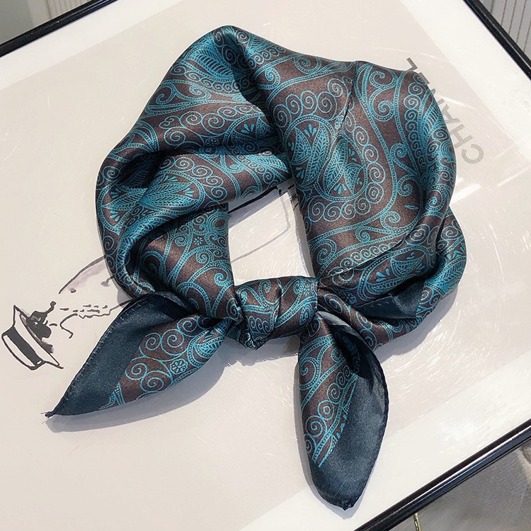 J0144 Plain crepe satin hand-painted silk long scarf, with an elegant landscape pattern, its smooth drape makes it exceptionally sophisticated when pa - view 3