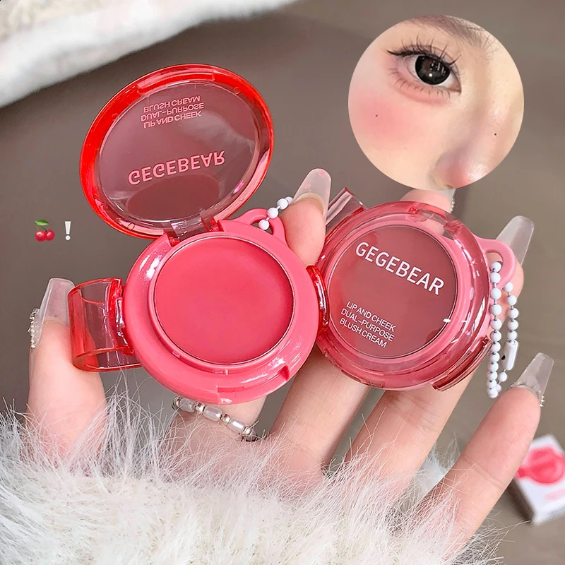 Matte Rose Purple Blush Cream Lip Cheek Multi-Use Lip Mud Lipstick Monochrome Blusher Brightening Face Easy Color Rouge Makeup 260625 - view 4