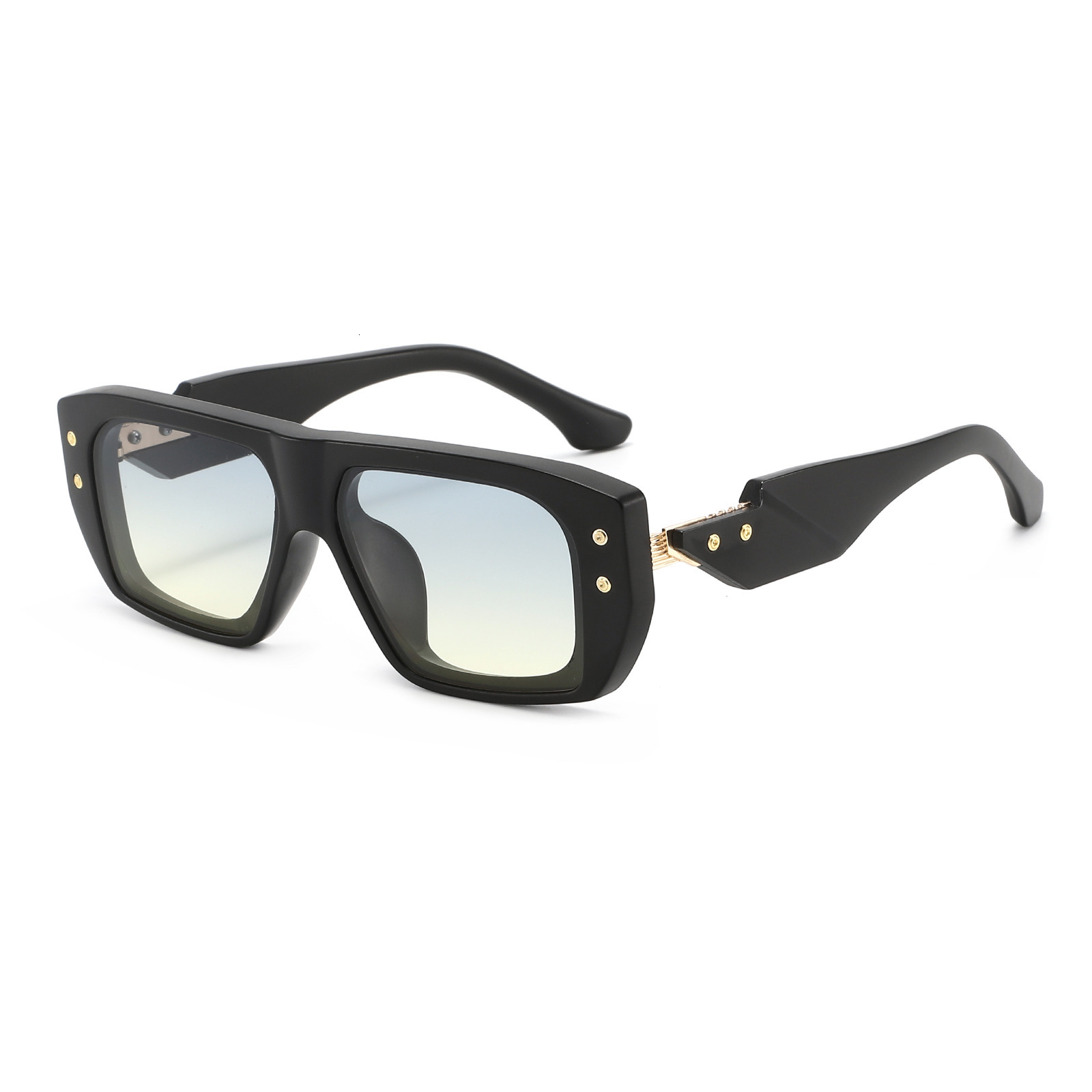 20 New Square Fashion Sunglasses, European American Style, Unique Retro Rivet Design, Trendy And High-End Men's Sunglasses - view 3
