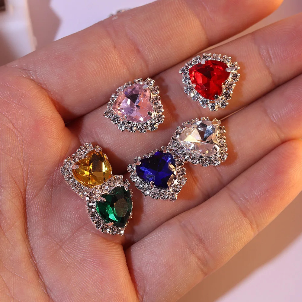 SIZE 1616mm 10Pcs Mini Heart Crystal Diy jewelry Accessories Rhinestone Pendant Crafts Decoration 260623 - view 5