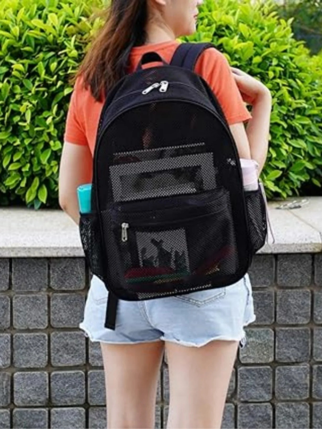 Womens Mesh Breathable Backpack Portable Hollow Casual Outdoor Travel Storage Bag 260626 - view 7