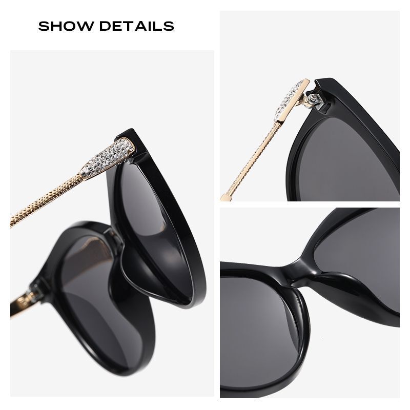 Women's Cat-Eye Polarized Sunglasses, Rhinestone Tortoiseshell Fashion Eyewear with Brown-Amber Lenses, UV Protection Sun Glasses for Everyday Wear, B - view 4