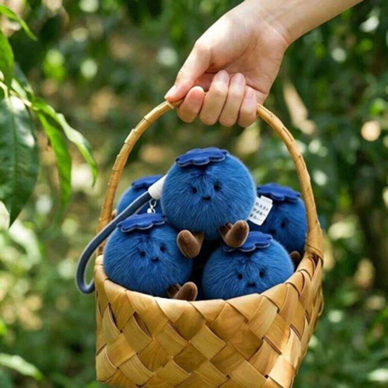 Fluffy Blueberry Plush Keychain Soft Stuffed Doll Toy Bag Pendant Phone Charms Mean 'Block Bad Luck', Home Decor Ornament Gift 26Y0626 - view 3