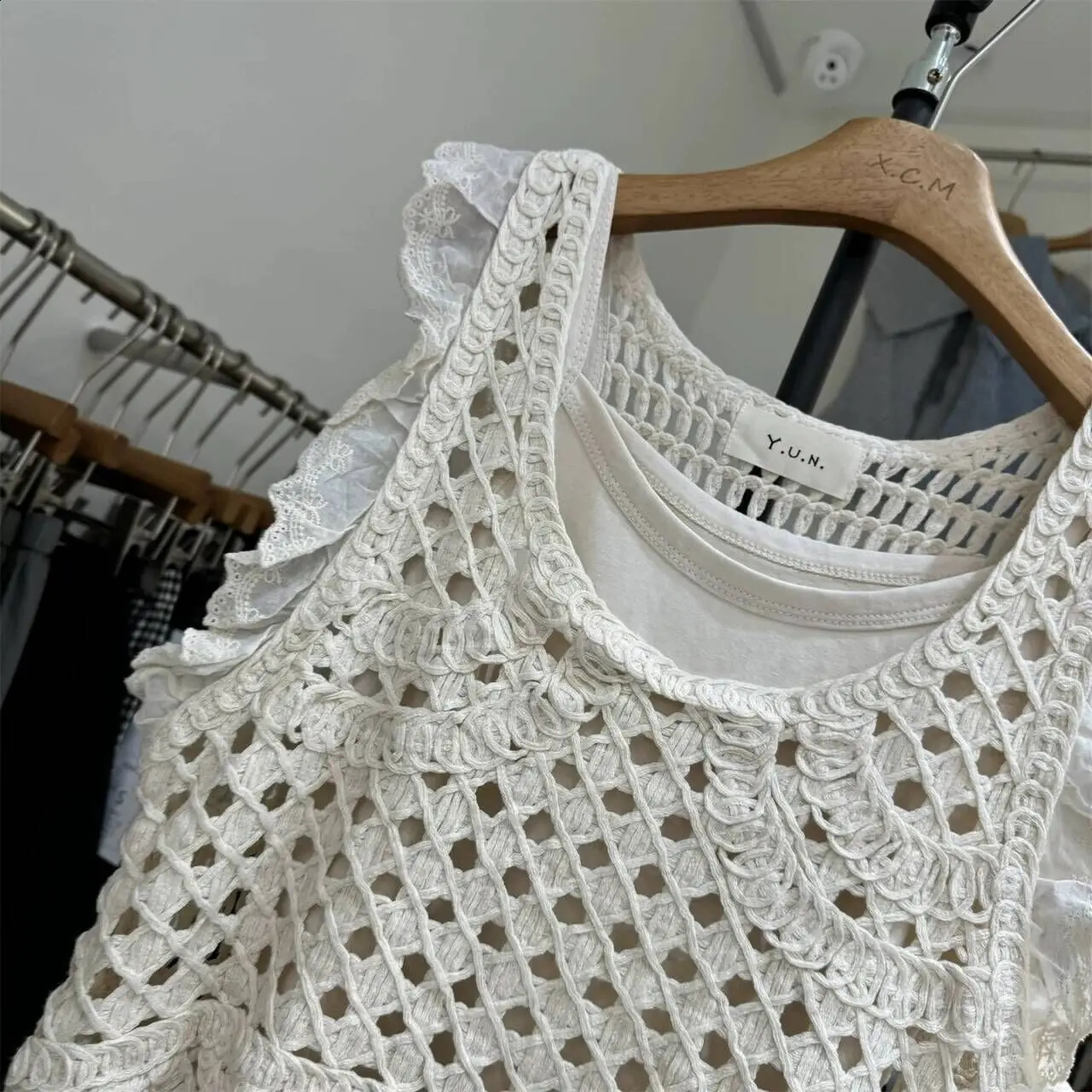 Summer Vacation Style Hollow out Loose Tank Top Womens Knitted Layering Shirt Cotton Regular Fit Sun Protection Tops J163 260618 - view 3