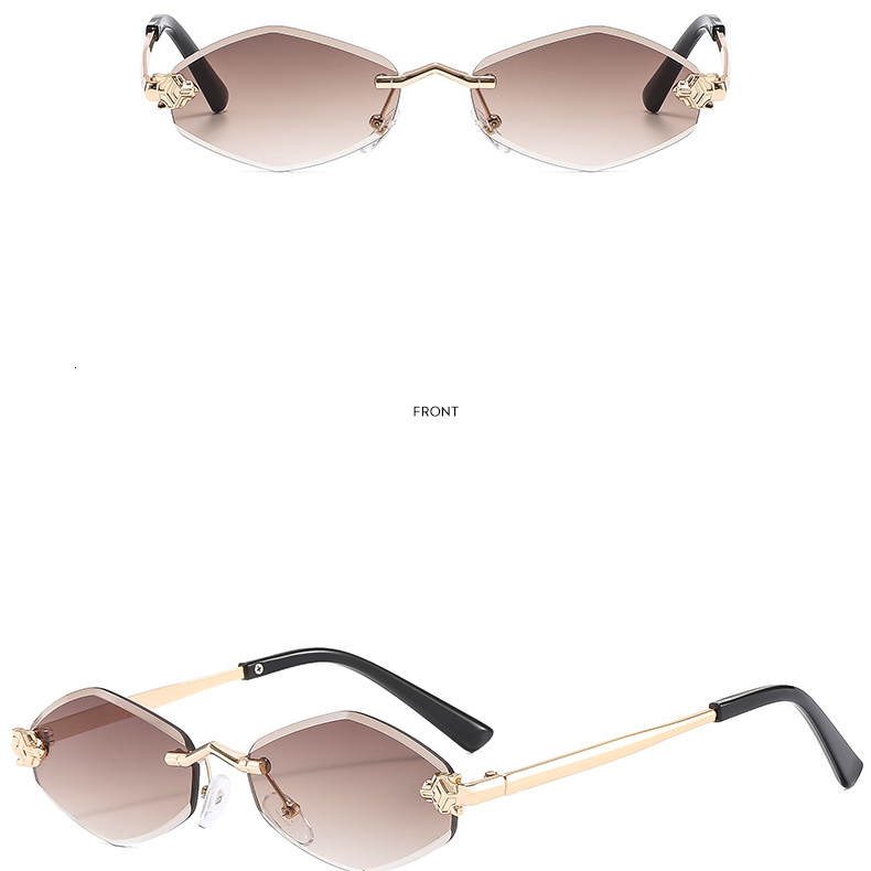Designer's New Men's Frameless Sunglasses European And American Trendy Women's Glasses Diamond Shaped UV Resistant Personalized Luxury  - view 5