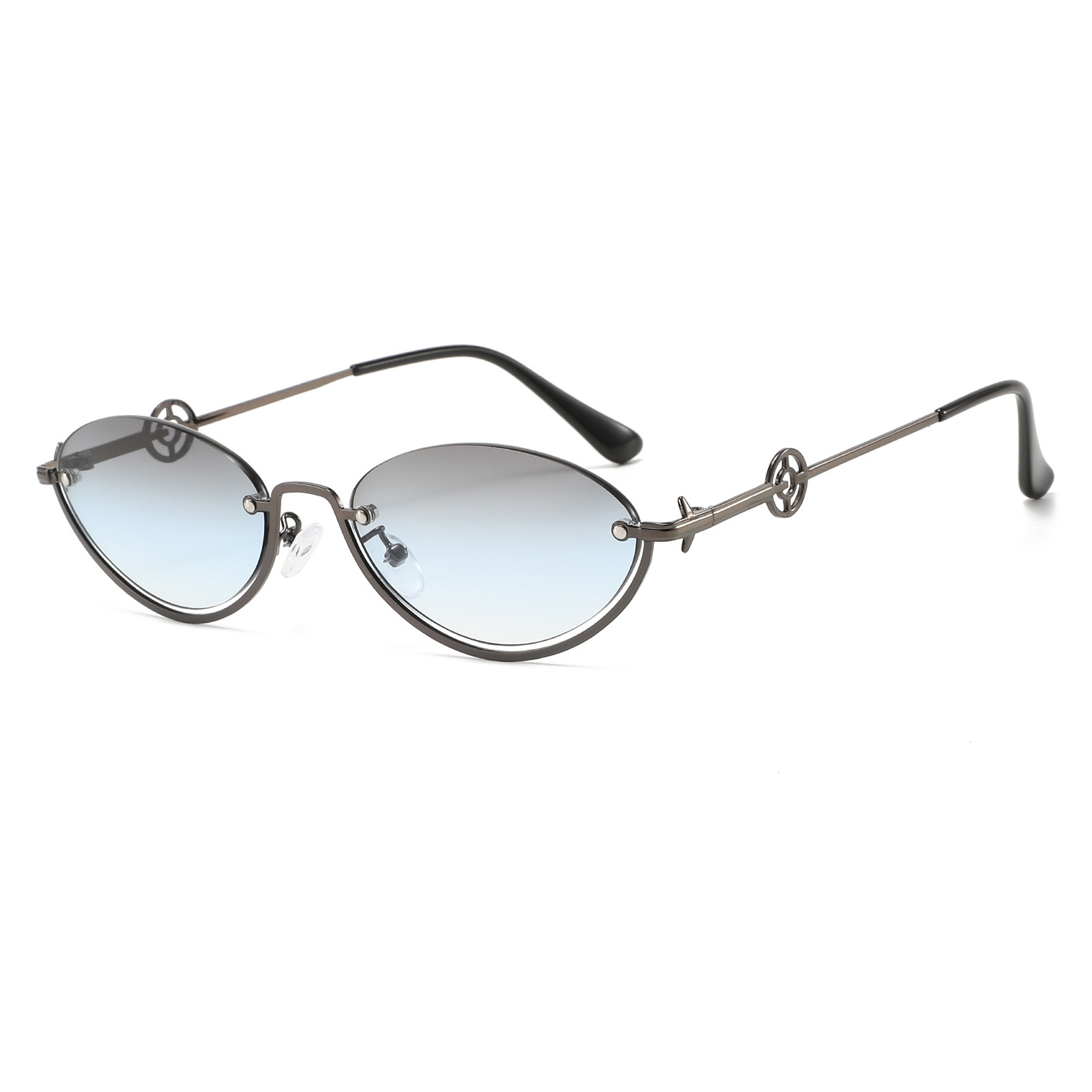 20 New Half-Frame Cut-Edge European And American Fashion Women's Street Style Internet Celebrity High-End Sun Protection Sunglasses - view 3