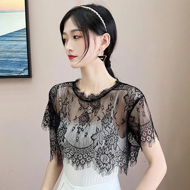 Autumn Summer Lace Bride Wedding Bolero Elegant Bridal Open Evening Party Prom Costume Capes White Black Jacket Wrap 260625 - view 5