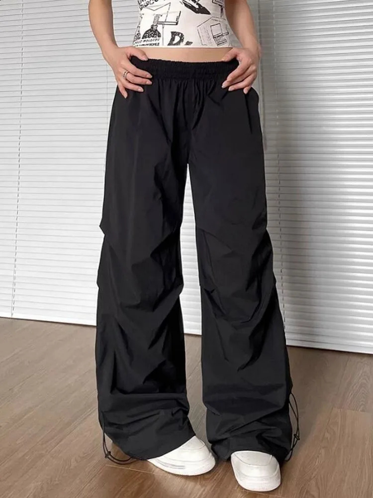 American Style Women Loose Fit Straight Pants Elastic Waist Long Trousers Cargo Boyfriend Hip Hop Female 260625 - view 3