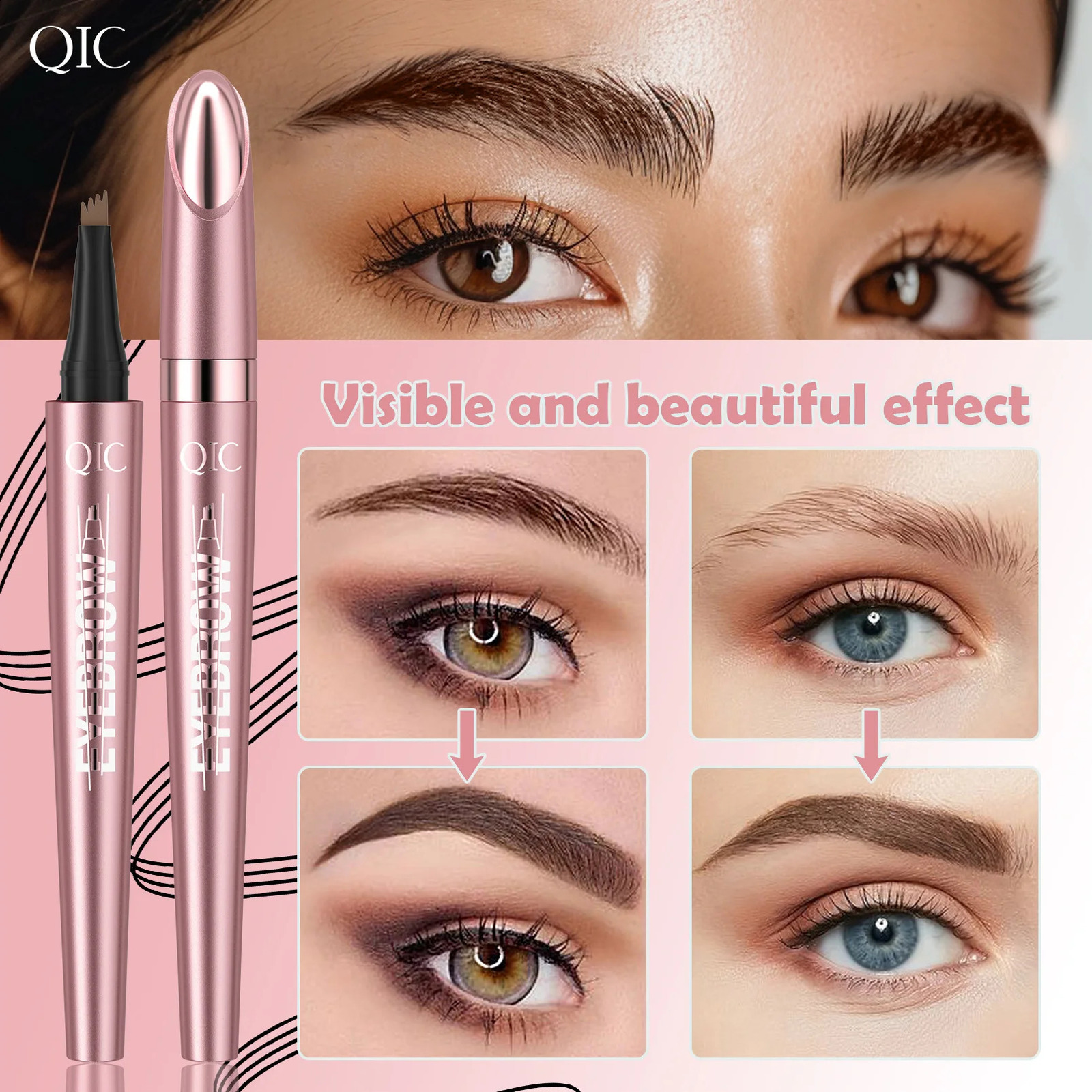 4 Fork Tip Eyebrow Pencil 3D Microblading Waterproof Dark Brown Natural Colour Fine Stroke Magic Eyebrow Pencil 2024 Ladies 260626 - view 3
