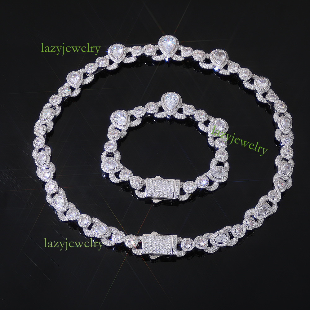15mm hip hop burst small temperament luxury water drop eight figure necklace hip hop fashion trend accessories moissanite set diamond level complex je - view 3