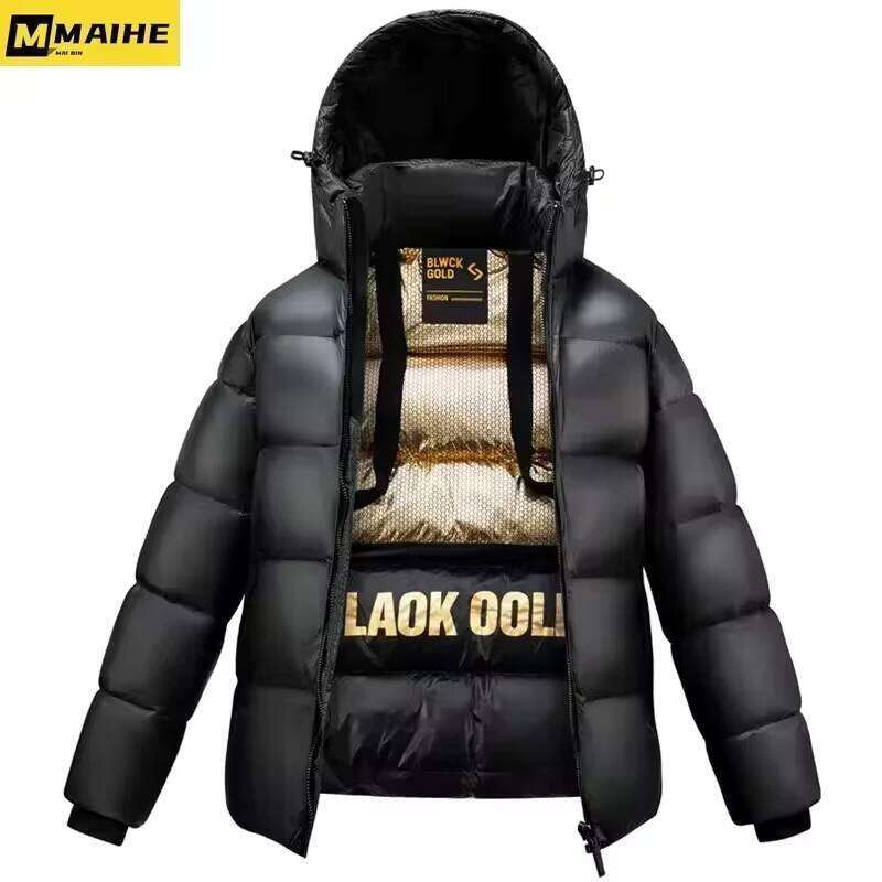 Thickened Down 2024 Winter Black Long Hooded Casual Coat Women's Fashion Cardigan Snow Warm Men's Jacket W260626 - view 6