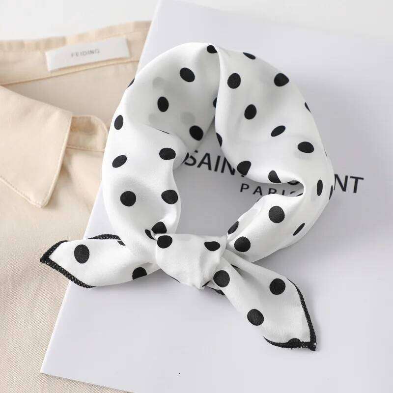 Dot Print Design Luxury Small 50cm Square Women Silk Scarf Handkerchief Hair Band Decorate Scarves Bandana 26Y06226 - view 1
