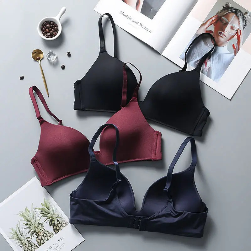 Ultra Thin Sexy Ice Silk Wireless Bra For Women Gather Underwear Push Up Simple Lingerie Seamless Brassiere Bralettle 260626 - view 3