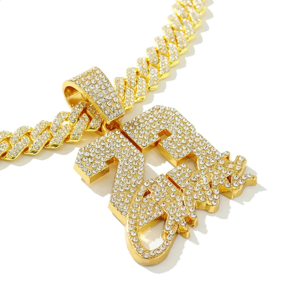 Fashionable Men Hip Hop Number 23 Pendant Necklace With 1m Cuban Chain HipHop Alloy Iced Out Bling Necklaces Charm Jewelry 260615 - view 5
