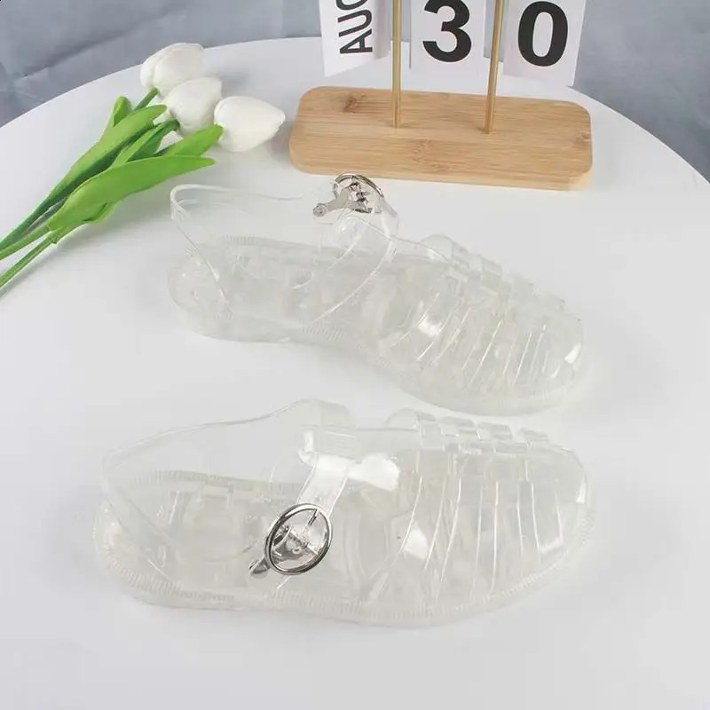 Womens Summer Baotou Hollow Jelly Sandals Soft Sole Non Slip Breathable Outdoor Beach Sandals Flat Sole Crystal Sandal 260626 - view 4