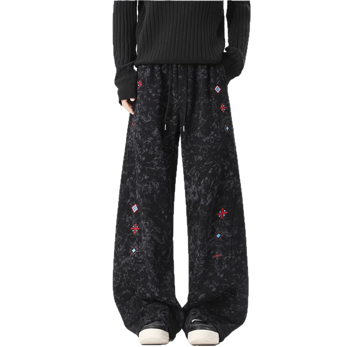 Trendy Patchwork Tie-Dye Sweatpants Men, Suitable For Spring, Autumn, And Winter, With An American Design Aesthetic, Versatile Curved-Leg Pants, Heavy - view 6
