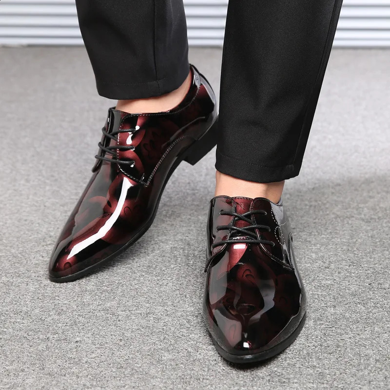 y Men Oxford Shoes Retro Floral Pattern Dress Fashion LaceUp Flats High Quality Business Party Wedding 260624 - view 5