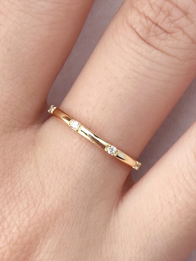 925 Sterling Silver Round Golden Plain White Zircon Ring For Women Anniversary Party Creativity High Quality Fine Jewelry260624 - view 4