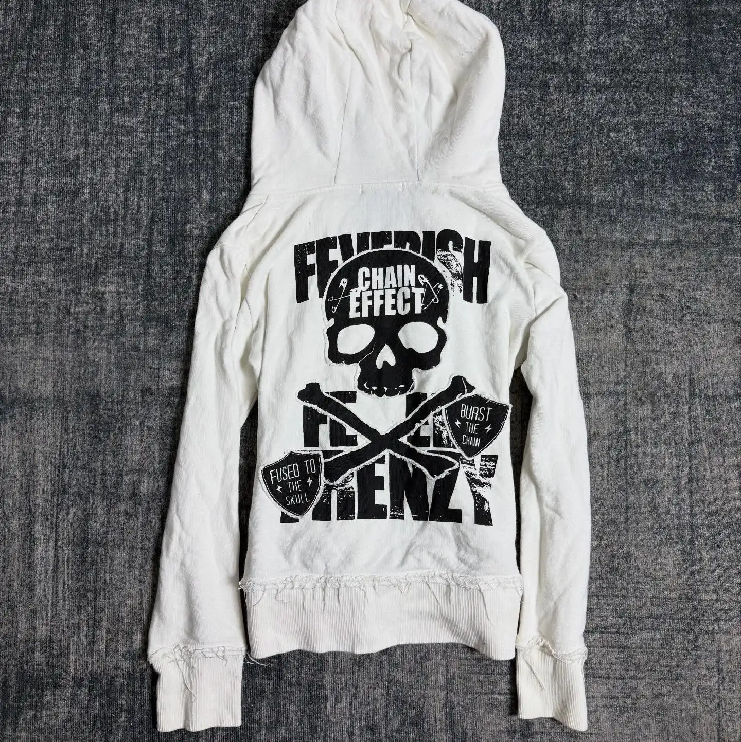 Y2K Gothic Emo Slim Fit Sweatshirt Rivet Zipper Hoodie Harajuku Vintage Skull Graphic Print White Womens Autumn Winter Jacket 260626 - view 4