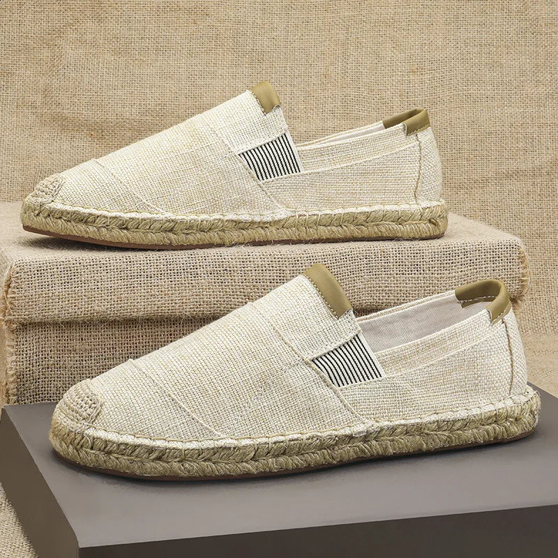 Lin Men Fisherman Shoes Mens Trendy Breathable Slip-On Casual Shoes Old Beijing Cloth Shoes Linen Material Summer Wear 260626