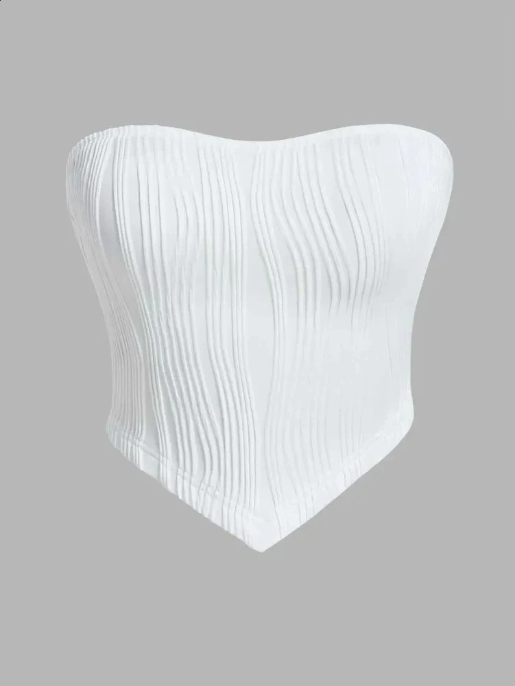 Sexy Off The Shoulder Tube Top Women Summer 2024 Solid Rib Knit Strapless Sleeveless Backless Crop Streetwear Y2K 260616 - view 4