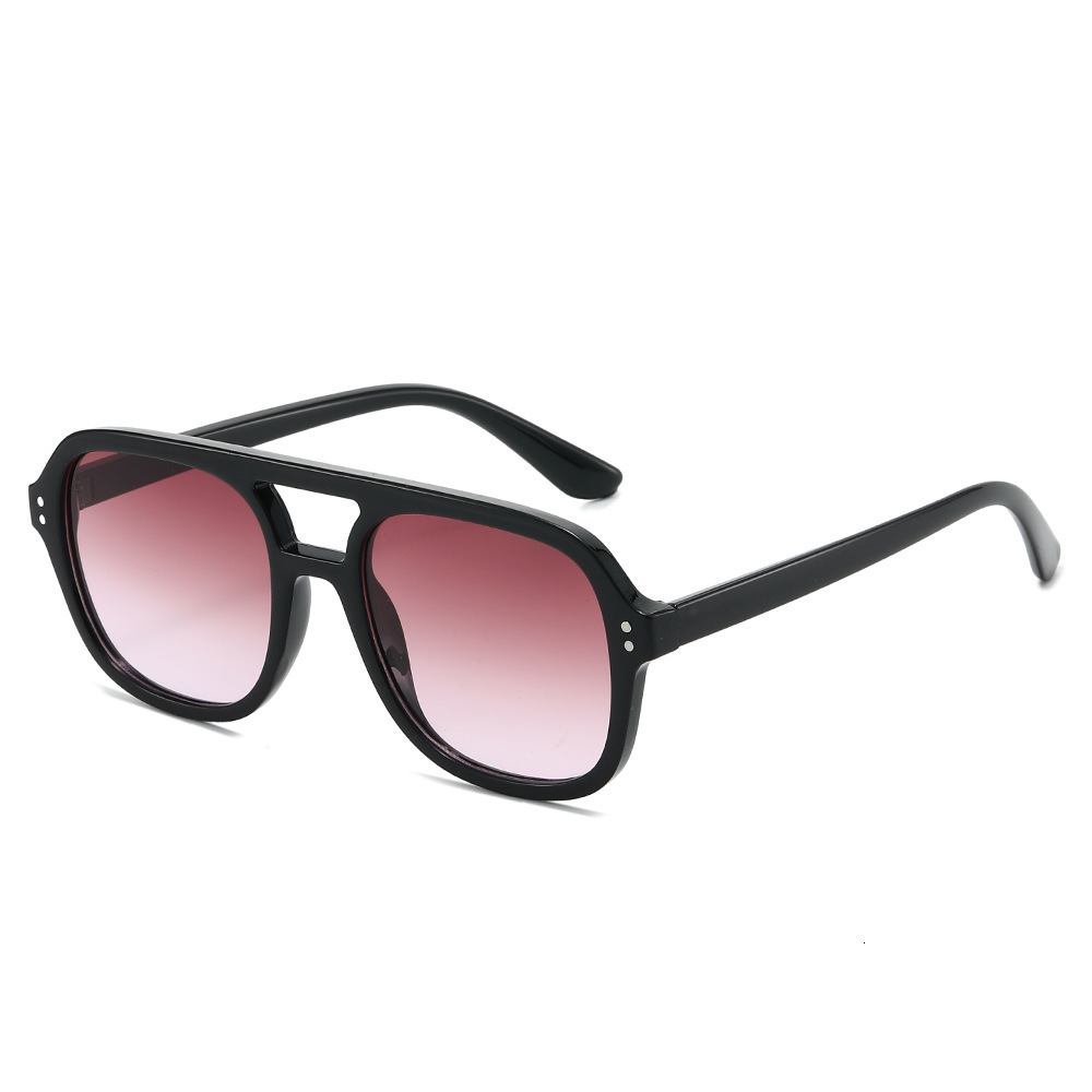 2026 New Fashion Sunglasses With Double Bridge, European And American Retro Simple Square Large Frame Glasses - view 5