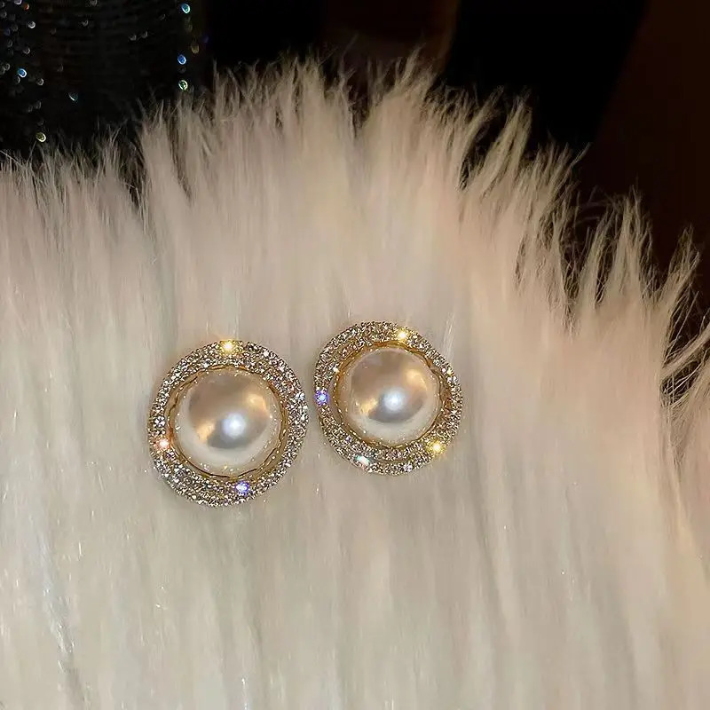 Trendy Unusual Geometric Simulated Pearl Clip on Earrings for Woman Non Pierced Exquisite Fashion Jewelry Party 260626 - view 5