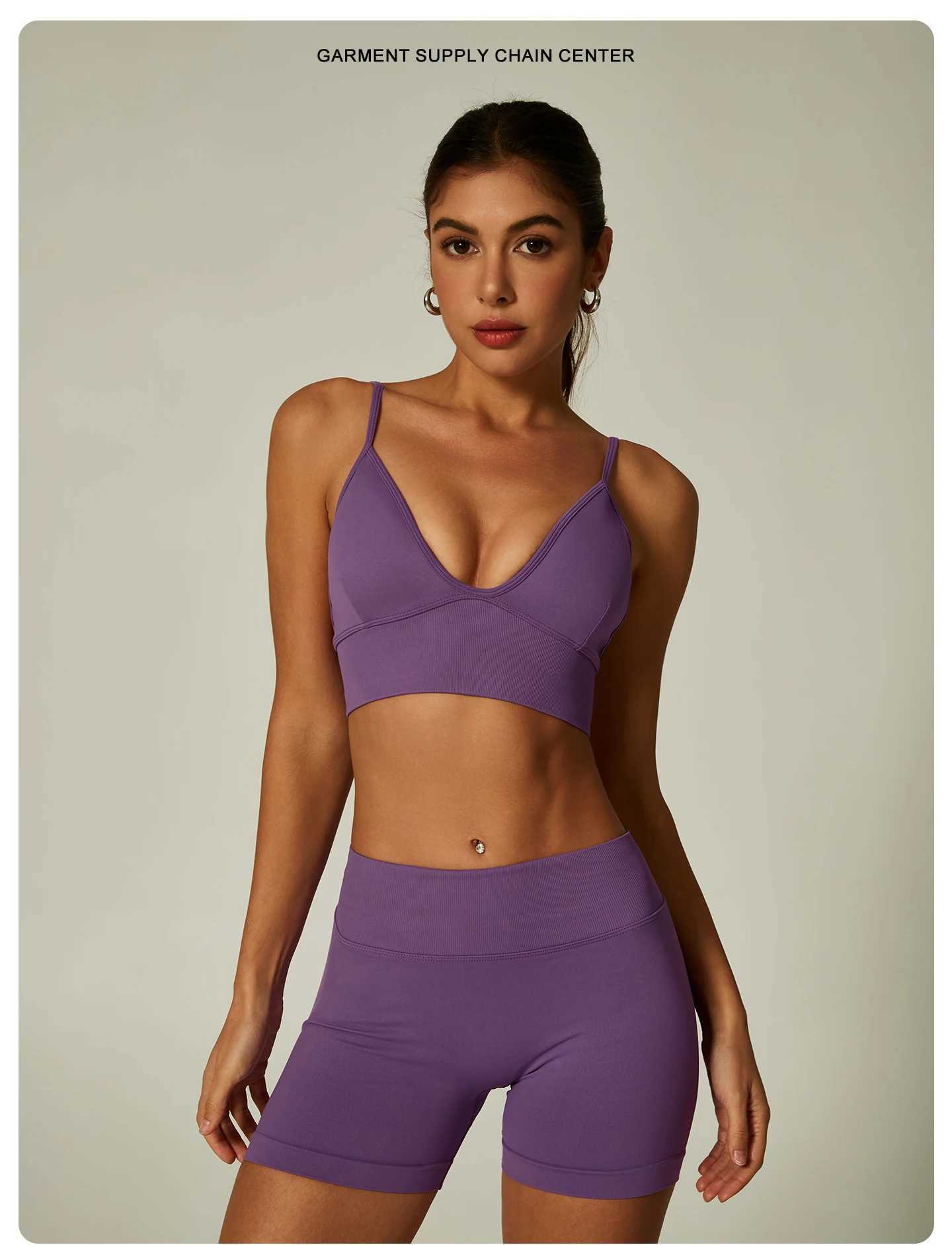 Women Seamless Shorts Ribbed Yoga High Waist Crossover V Waist Biker Shorts Scrunch Butt Lift Tummy Control Gym Workout Fitness M260626 - view 6
