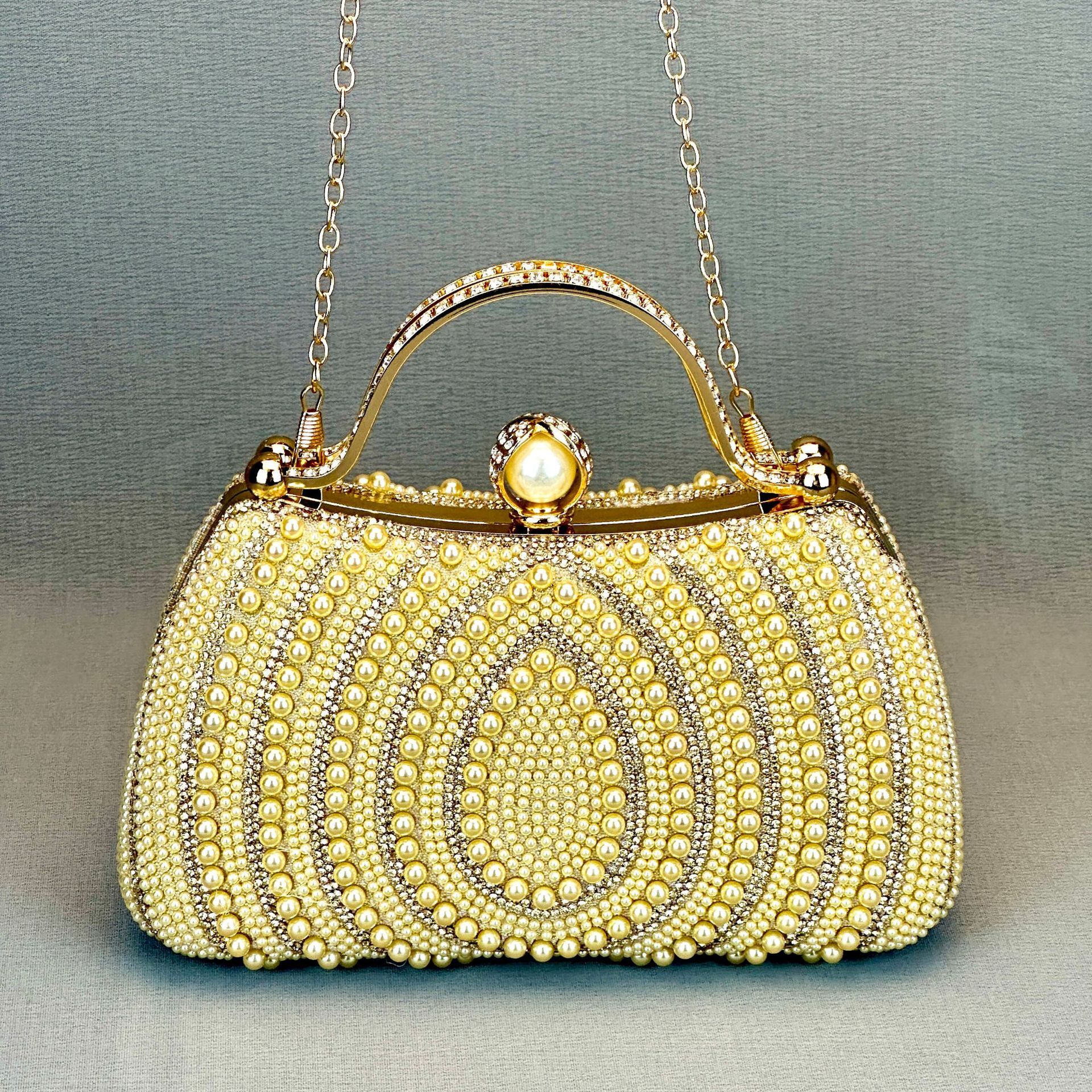 European and American Fashion Water Drop Pearl Handbag Crossbody for Women Rhinestone Single Shoulder Socialite Party Evening Bag Dress GLAMOR - view 5