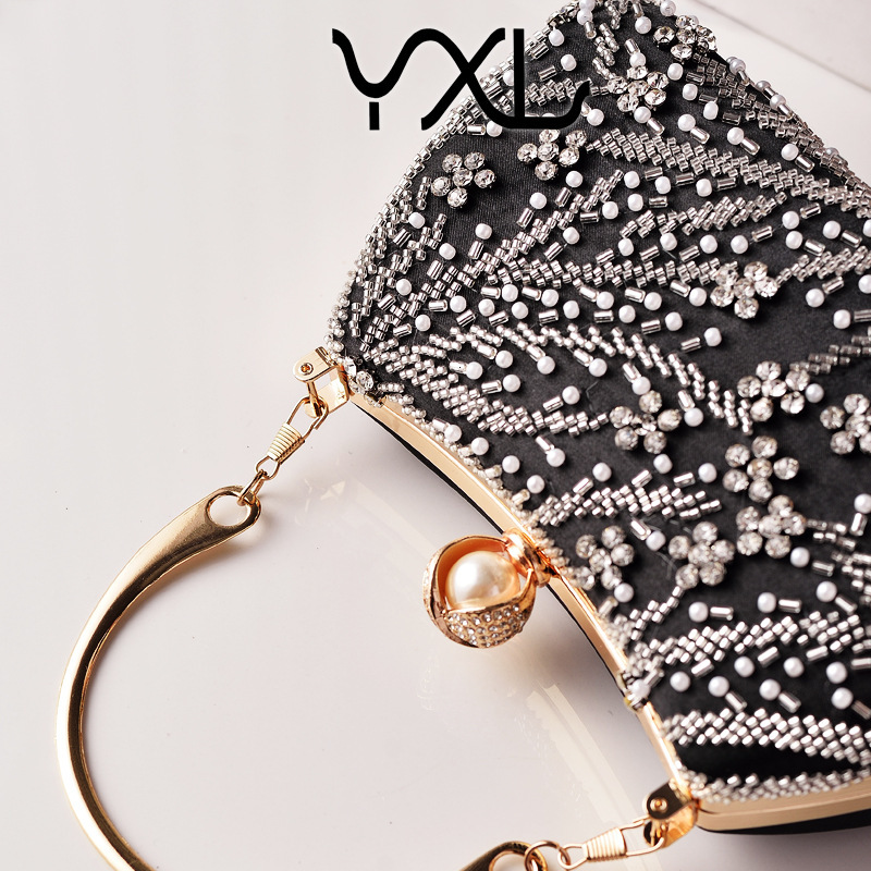 European and American Style Women's Evening Heavy Beaded Embroidery Cheongsam Annual Meeting Wedding Bride Clutch Party Bag Manufacturer GLAMOR - view 5