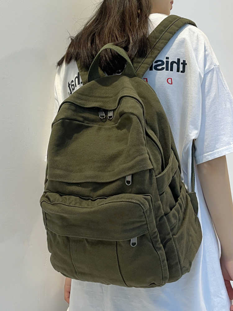 Womens Backpack Girl School Canvas Bag Large Capacity Vintage Backpacks for College Students Casual Female Travel Backpack M260626