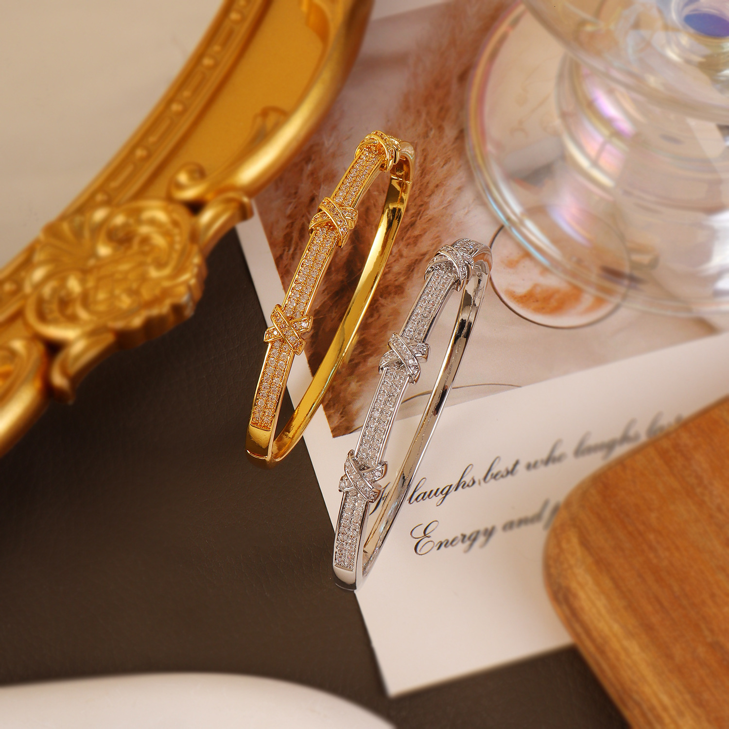Bracelet Electroplated Zircon Letter Bracelet Light Luxury And High-End Feel Gold Fashion Trendy Versatile Women's Jewelry Wholesale