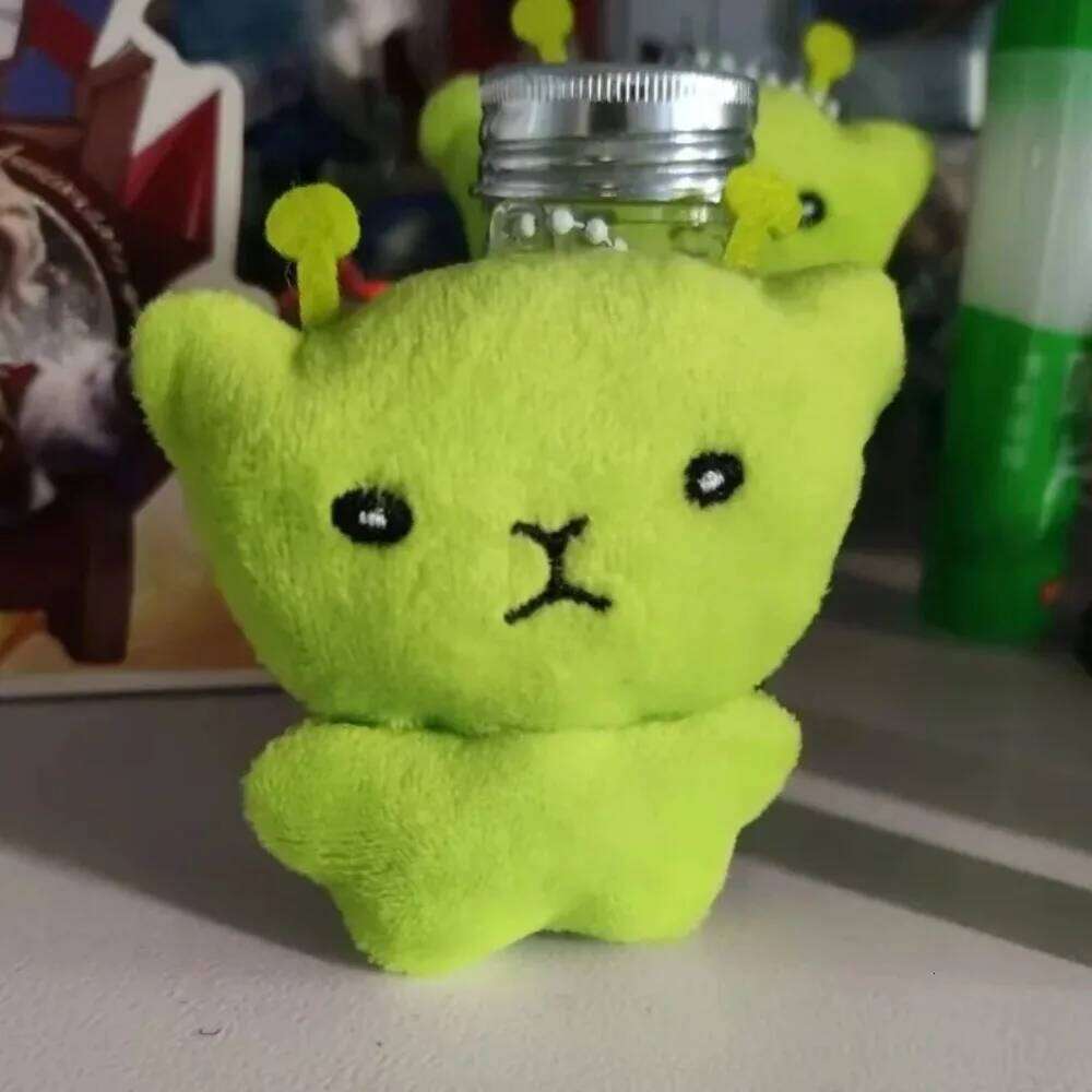 Green Alien Cat Plush Keychains Mini Galaxy Style Furry Pendant for Couples Cute Cartoon Handbag Backpacks Key Chain Decor Gifts 26Y0626 - view 4