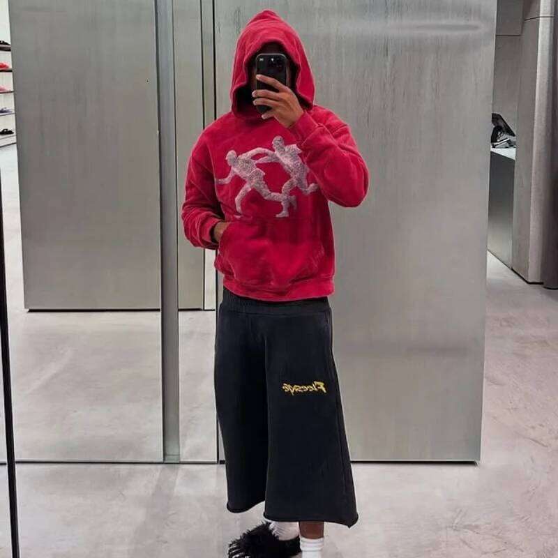 Y2K Vintage Running Figure Hoodie Print Graphic Pullover Sweatshirt Men American Retro Casual Streetwear Unisex Oversize Clothes W260626 - view 3