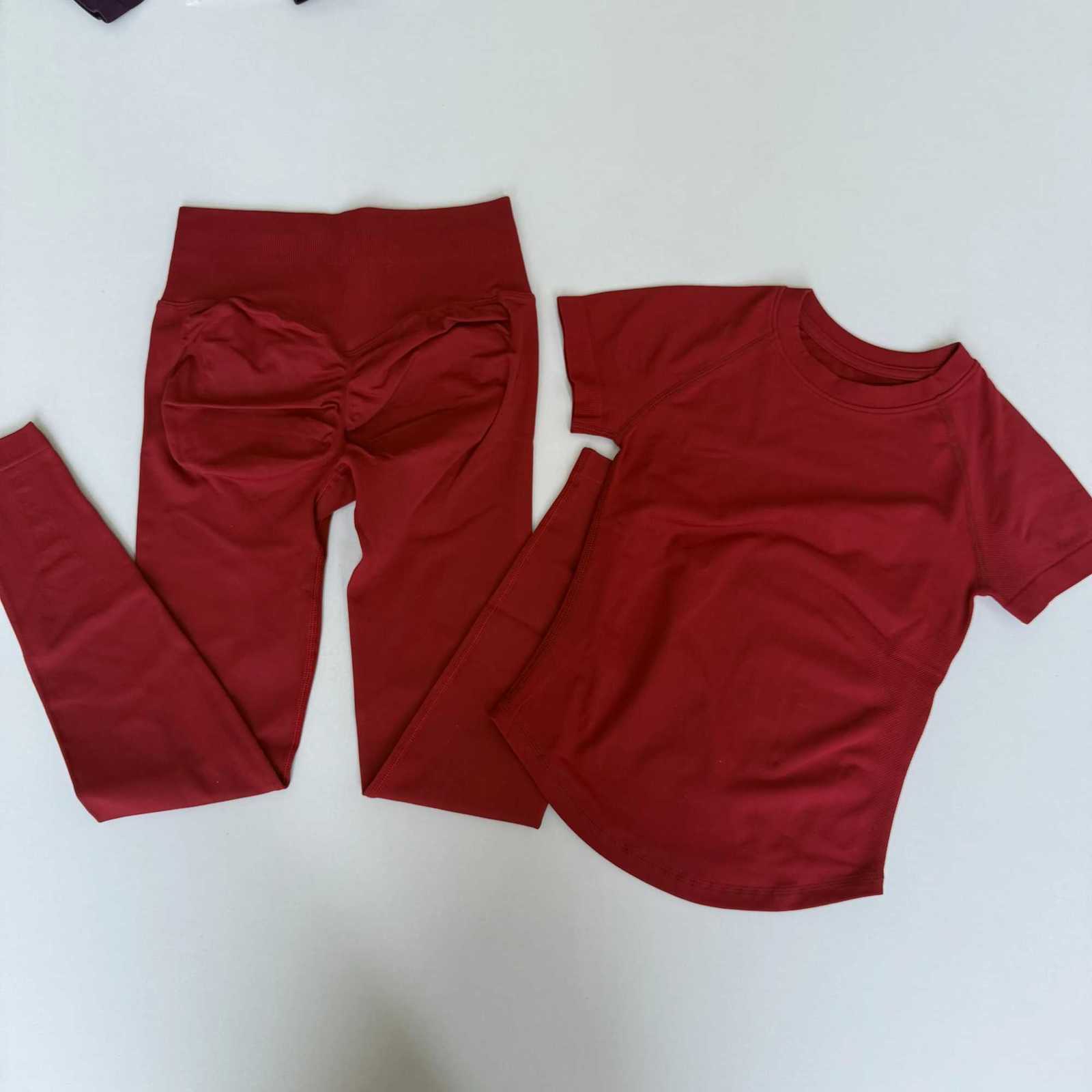 Sets 2 Pcs Sports Gym Short Sleeve Seamless Yoga Clothing Fitness Set Women Workout Running Sports Pants Leggings Suit M260626 - view 3