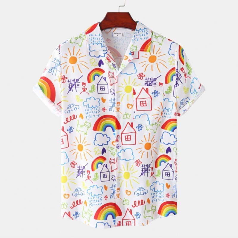 New Mens Short Sleeve Shirt European Size Trendy Fashion Hawaiian Beach Style Printed Shirt for Men - view 8