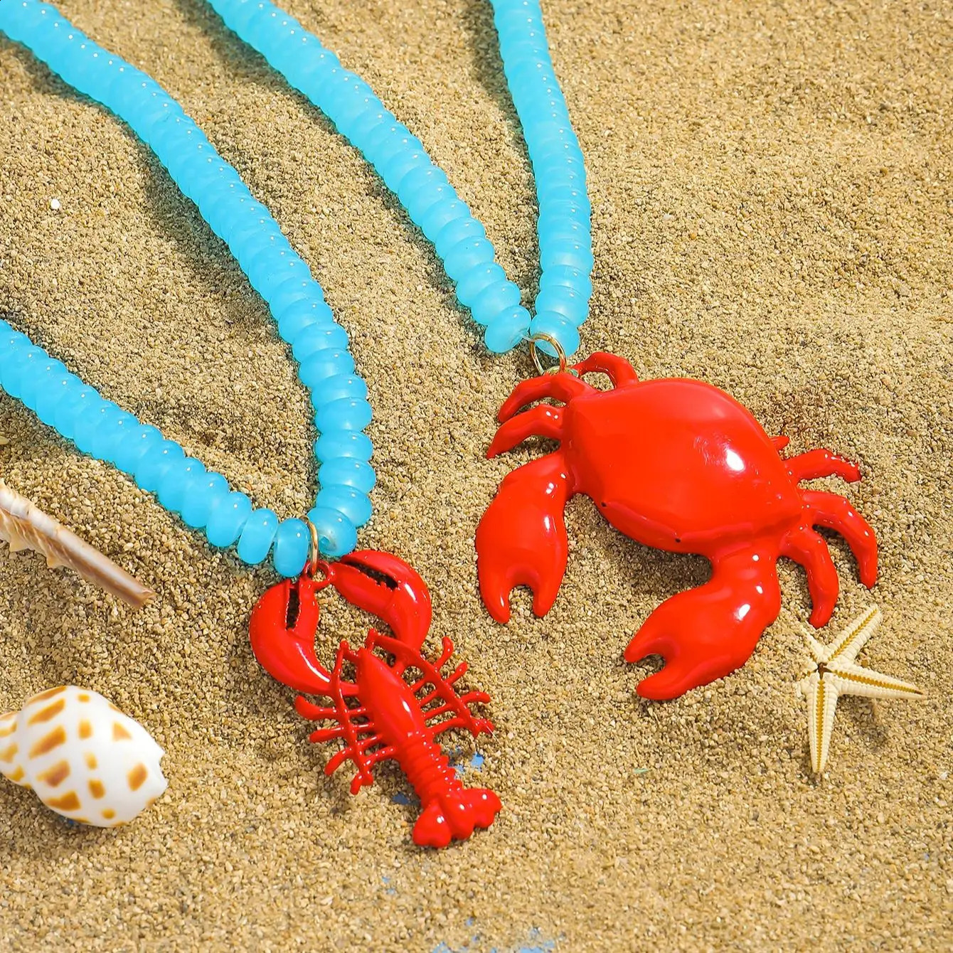 ZAA Bohemia Lobster Crab Pendant Necklace For Women Trendy Summer Handmade Beaded Sea Animal Choker Jewelry Beach Vacation Gift 260626 - view 3