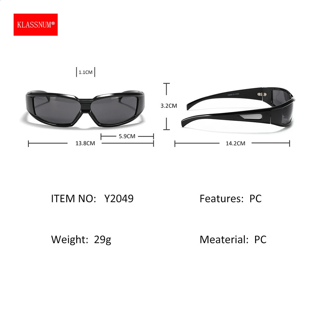 KLASSNUM Women Y2k Glasses Men 2026 Trendy Sunglasses Future Sense Of Technology Girls Silver Pink Sunglasses UV400 Eyewear 260626 - view 6
