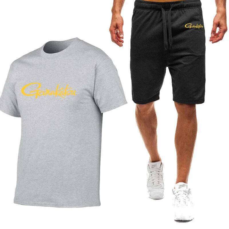 Gamakatsu Fishing 2024 Man's Printing Harajuku New Styl Nine Color Short Sleeved Suit Summer T-Shirt Casual Shorts 2-piece Set 26Y0626 - view 7