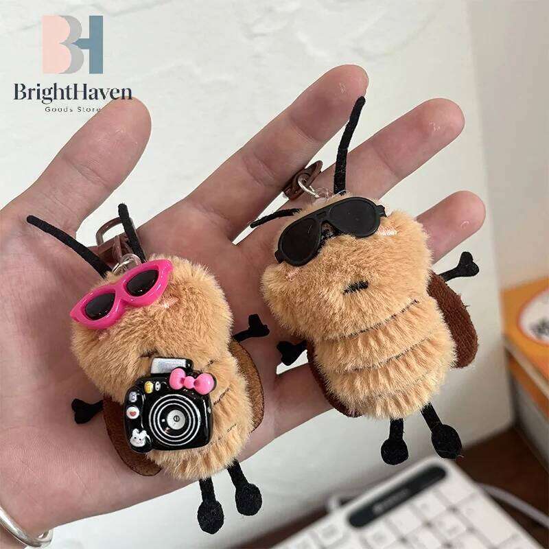 1/3Pcs Cute Cockroach Doll Keychain Creative Stuffed Animal Keyring School Bag Pendant Backpack Hanging Decoration Lovely Gift 26Y0626 - view 4