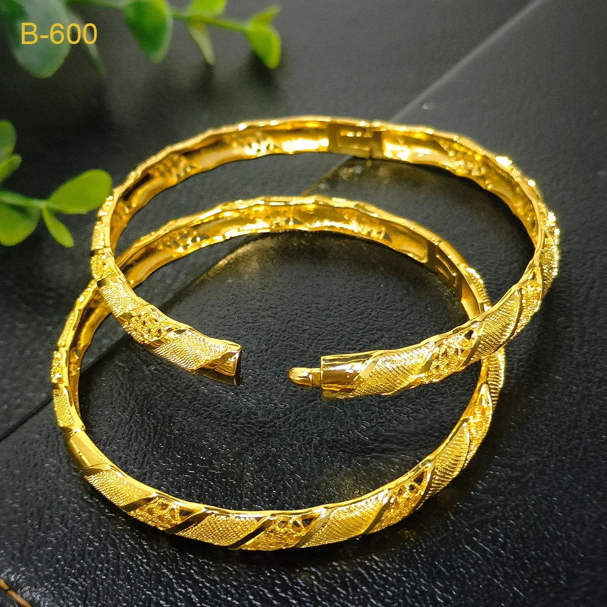 24K Dubai Bangles For Women Ethiopian Africa Fashion Gold Color Saudi Arabia Bride Wedding Bracelet Hand Jewelry Gifts 260626 - view 5