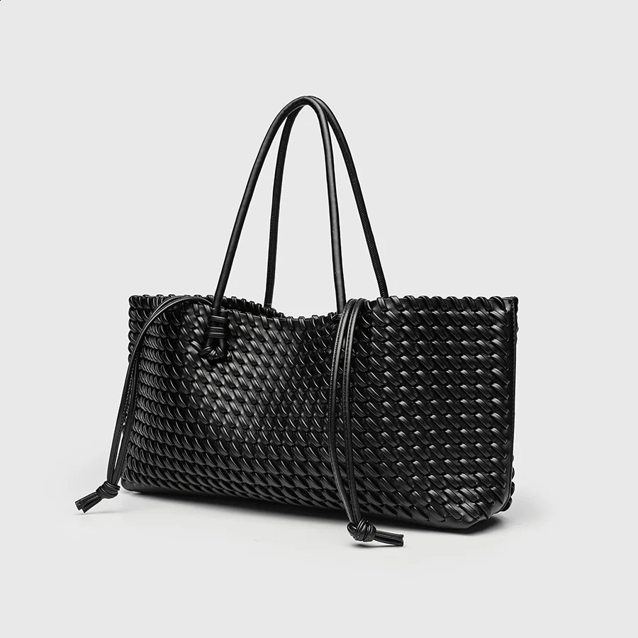 Fashion n Woven Shopper Bag Top Handle Tote Solid Color Womens Handbags Daily Shoulder Bags Clutch Purse Sac 260612 - view 4