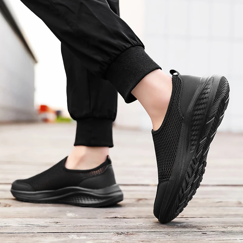 One foot on the net shoes mens summer breathable thin walking casual sports black plus size 48 260626 - view 7