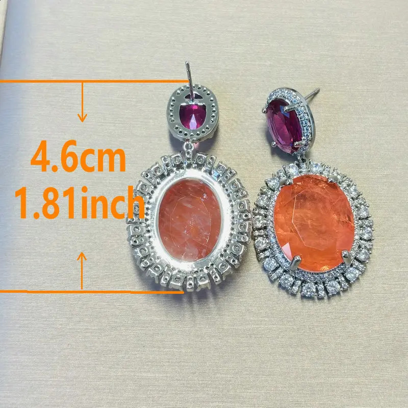 Bilincolor Fashion Cubic Zirconia Orange Oval Drop Earring for Women 260625 - view 3