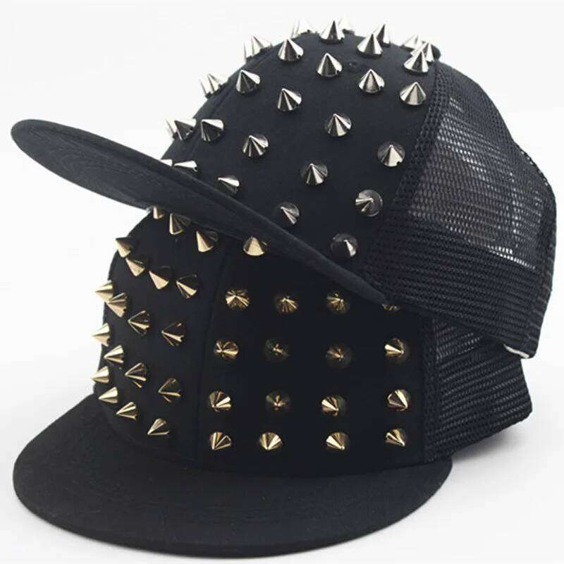 Men and Women's Rivet Flat Hat Punk Rock Hip Hop Stud Baseball Caps Y2K snapback cap outdoor gorras para hombres casquette homme W260626 - view 1