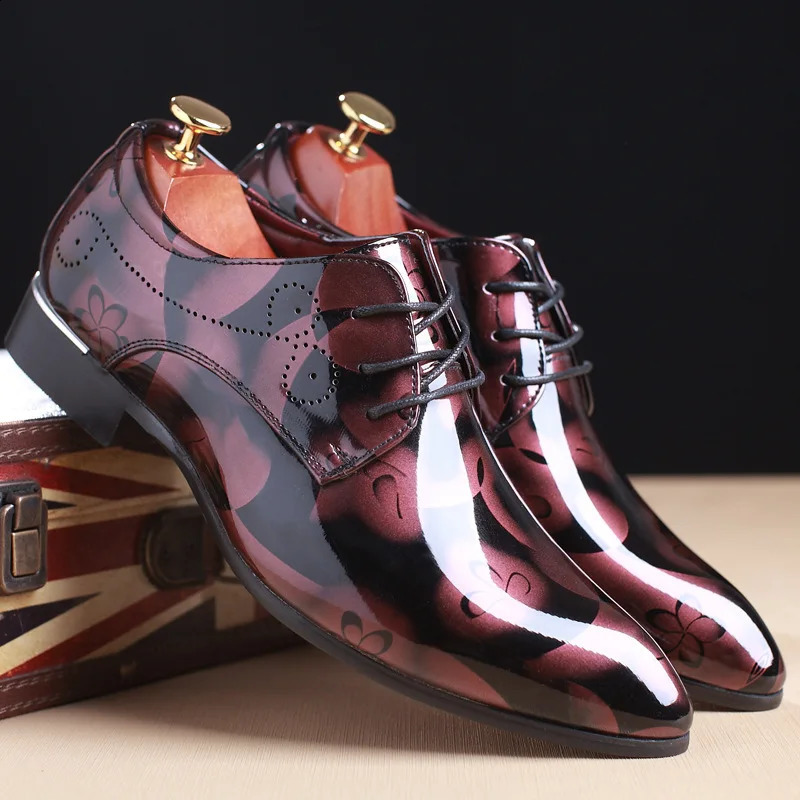 y Men Oxford Shoes Retro Floral Pattern Dress Fashion LaceUp Flats High Quality Business Party Wedding 260624 - view 4