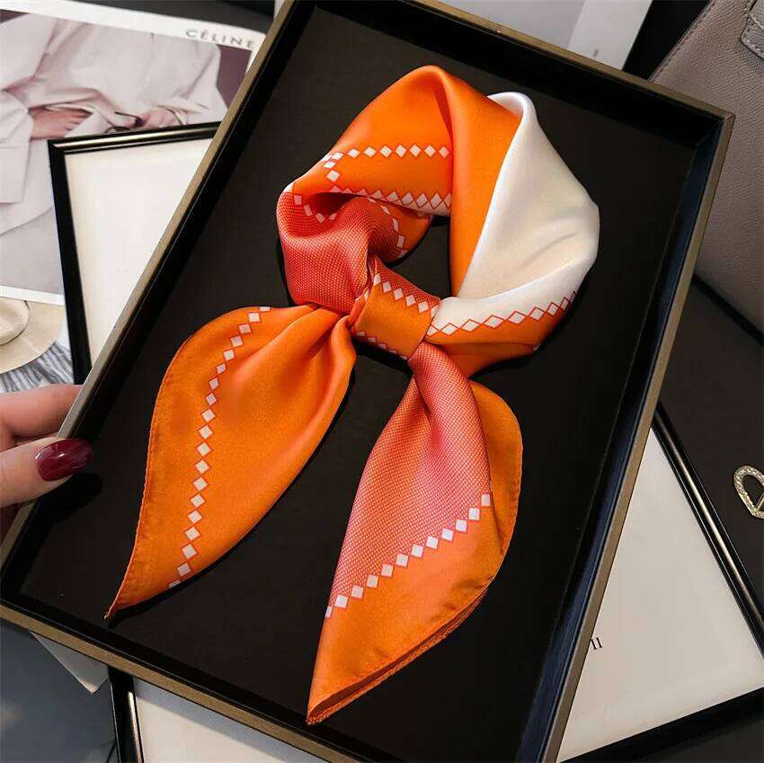 70cm Luxury Silk Square Scarf Womens Satin Bandana Print Scarves Head Band Fashion Lady Hair Shawl Wrap Female Neckerchief Hijab 26Y06226 - view 5